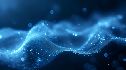 Wall Mural - Abstract Blue Particle Wave Futuristic Digital Design, Elegant Sparkle for Modern Technology Themes