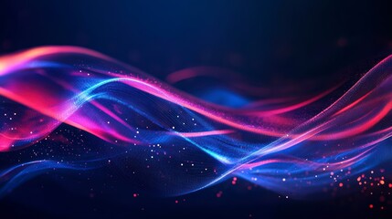 Wall Mural - abstract glowing waves, vibrant colors, dark background, digital art, graphic design