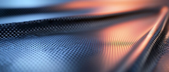 Abstract metallic mesh background with warm light reflection.