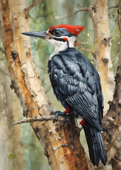 Pileated Woodpecker Perched High Up in a Tree