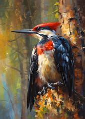 Pileated Woodpecker Perched High Up in a Tree