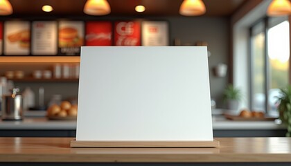 Aufkleber - Blank white sheet on stand at gas station fast food counter