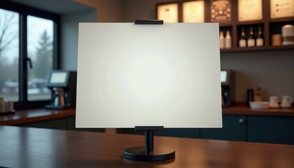Aufkleber - Blank white sheet on stand at self-service coffee machine in gas station