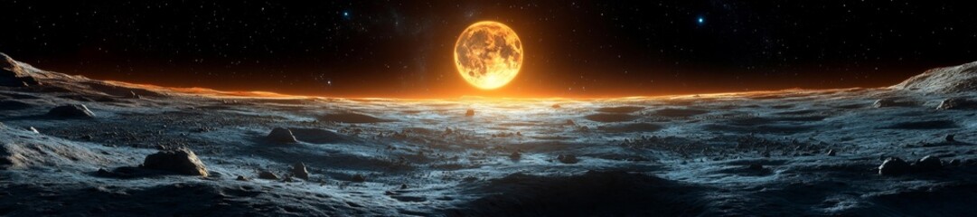 Wall Mural - Futuristic View of the Moon with a Giant Orb in the Horizon. Generative AI