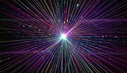 Wall Mural - Exploring the Vibrant Energies of Quantum Fields in a Cosmic Landscape of Colors and Light