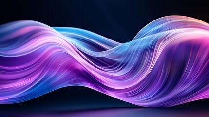 Poster - Abstract flowing colored waves on dark surface with reflections, artistic rendering