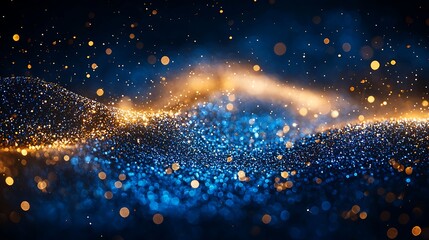 Poster - Abstract Golden Blue Particles Background
