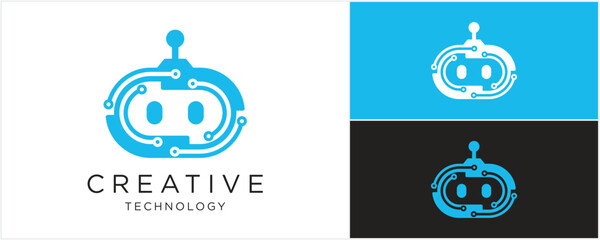 Robot logo template design vector