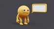 © arazka - Sad emoji character with message bubble conveys disappointment and sadness
