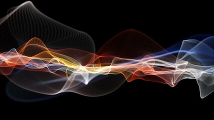 Wall Mural - futuristic video animation with particle wave object in slow motion, 4096x2304 loop 4k