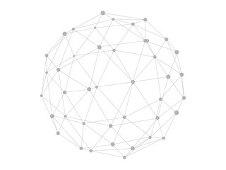 Fototapete - Technology abstract shape. Dots connected by lines. Minimalist mesh sphere. Abstract polygonal shape.