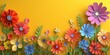 © salek - Vibrant and colorful paper-cut flowers framed on a yellow background