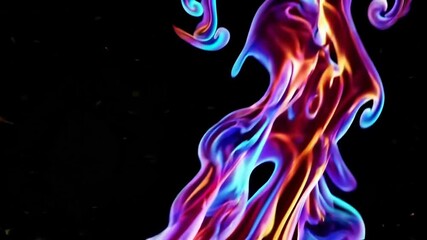 Poster - Colorful abstract swirling flames on black background. Energy and movement concept