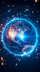 Wall Mural - 3d earth illustration - global network, planet, space, technology, communication, data, innovation, 