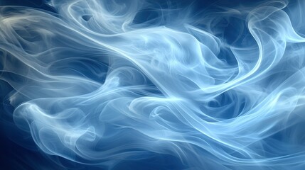 Wall Mural - blue smoke swirling dynamically on a dark backdrop. abstract patterns emerge