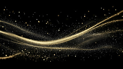 Wall Mural - abstract background - golden particles flowing on black
