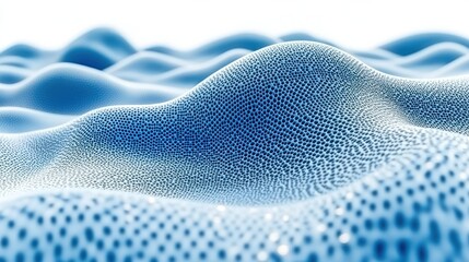 Wall Mural - dotted surface undulating, digital rendering. waves pattern on bright background