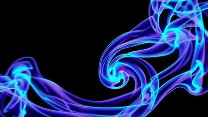 Poster - Blue and purple abstract smoke against black background, digital art concept