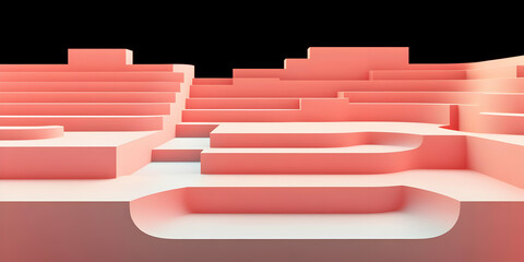 Wall Mural - 3d illustration abstract pink steps background design