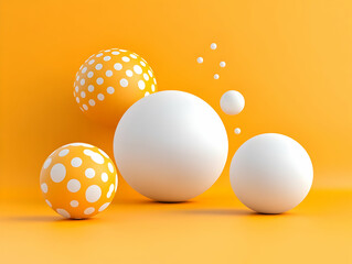 Wall Mural - 3d illustration - orange and white spheres abstract background