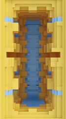Wall Mural - 3d abstract illustration yellow and blue geometric shapes