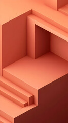 Wall Mural - 3d abstract background - coral geometric shapes illustration