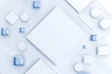 Wall Mural - 3d abstract background illustration - geometric shapes, minimalist design, white blue colors