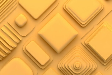 Wall Mural - 3d abstract background - yellow geometric shapes illustration