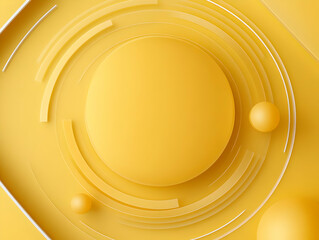 Wall Mural - 3d abstract background yellow spheres and circles illustration