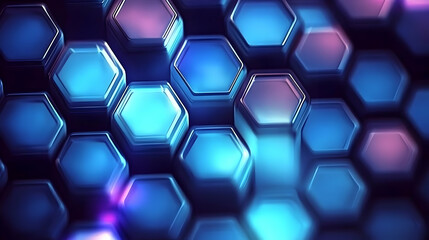 Wall Mural - 3d abstract background - blue hexagons illustration