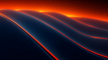 Wall Mural - abstract background - 3d render, orange and blue waves