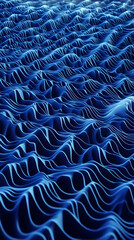 Wall Mural - 3d abstract background blue waves topography lines illustration