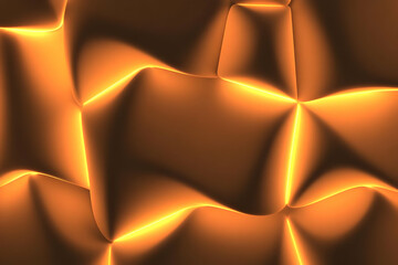 Wall Mural - abstract background - golden light waves, 3d render