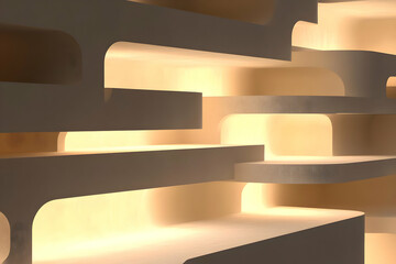 Wall Mural - 3d abstract background illustration - light, shadow, texture, design, art, modern, architecture, int