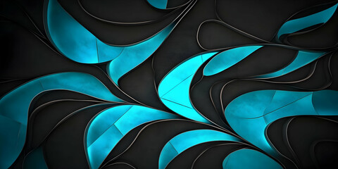 Wall Mural - abstract background illustration - teal and black swirls