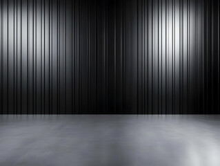 Wall Mural - 3d background - dark room with vertical lines, empty space