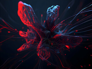 Wall Mural - 3d abstract illustration - red and blue network