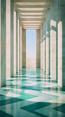 Wall Mural - 3d illustrationempty corridor architecture pillars floor design interior abstract background
