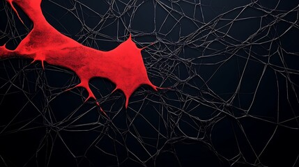 Crimson Splashes on a Dark Web: A 3D Render AI Generated