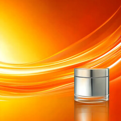 Wall Mural - illustration abstract background orange yellow swirls cosmetic jar product