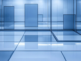 Wall Mural - abstract background illustration - modern blue glass architecture