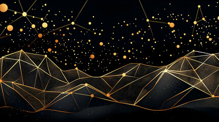 Wall Mural - abstract background illustration- golden geometric design on black