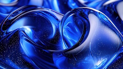 Wall Mural - abstract blue waves swirl elegantly on a gradient background with soft lighting