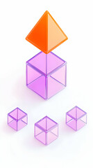 Wall Mural - 3d illustration abstract geometric shapes cubes pyramid