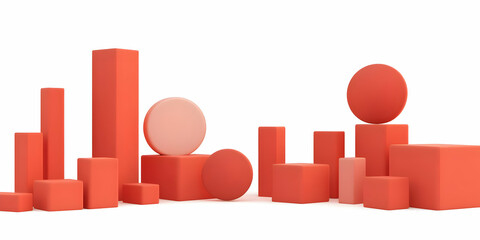 Wall Mural - 3d illustration abstract background orange shapes minimalist design