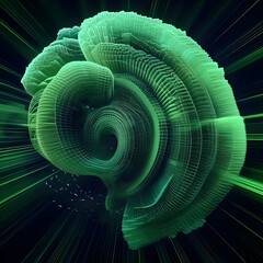 Wall Mural - abstract 3d green spiral illustration - design, art, digital, modern, creative, geometric, backgroun