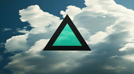 Wall Mural - abstract background illustration - sky, clouds, triangle, teal, and black