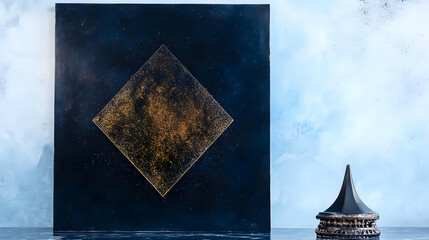Wall Mural - abstract background illustration- gold diamond, blue, black, decor