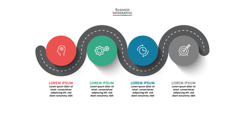 Wall Mural - business road map timeline infographic icons designed for abstract background template