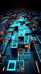 Wall Mural - 3d illustration abstract technology background digital cityscape
